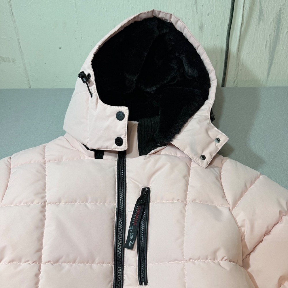 Canada Weathergear Pink Quilted Puffer Jacket Hooded‎ Black Fur Trim XL NWT